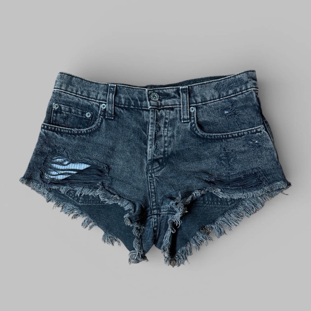 Carmar Y2K Black Distressed Denim Mini Shorts